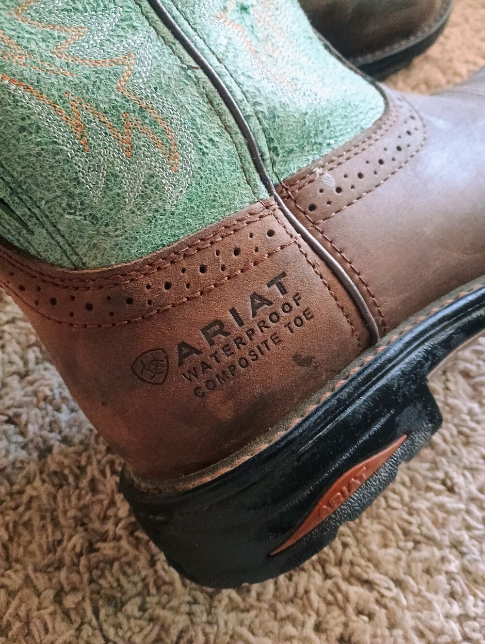 Ariat Womens Green Suede Bucket with Brown Leather Body And Trim